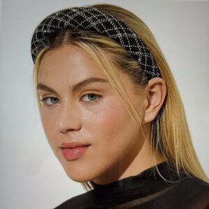 Torrid Black Quilted Headband with White Stitching